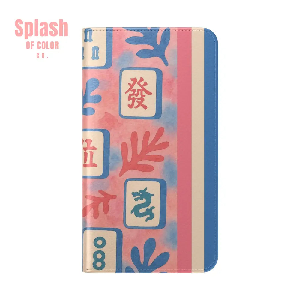 Mahjong Watercolor Artistic Flip Case for Phones Stylish Wallet Cover Trendy Phone Accessory Ideal Gift for Friends