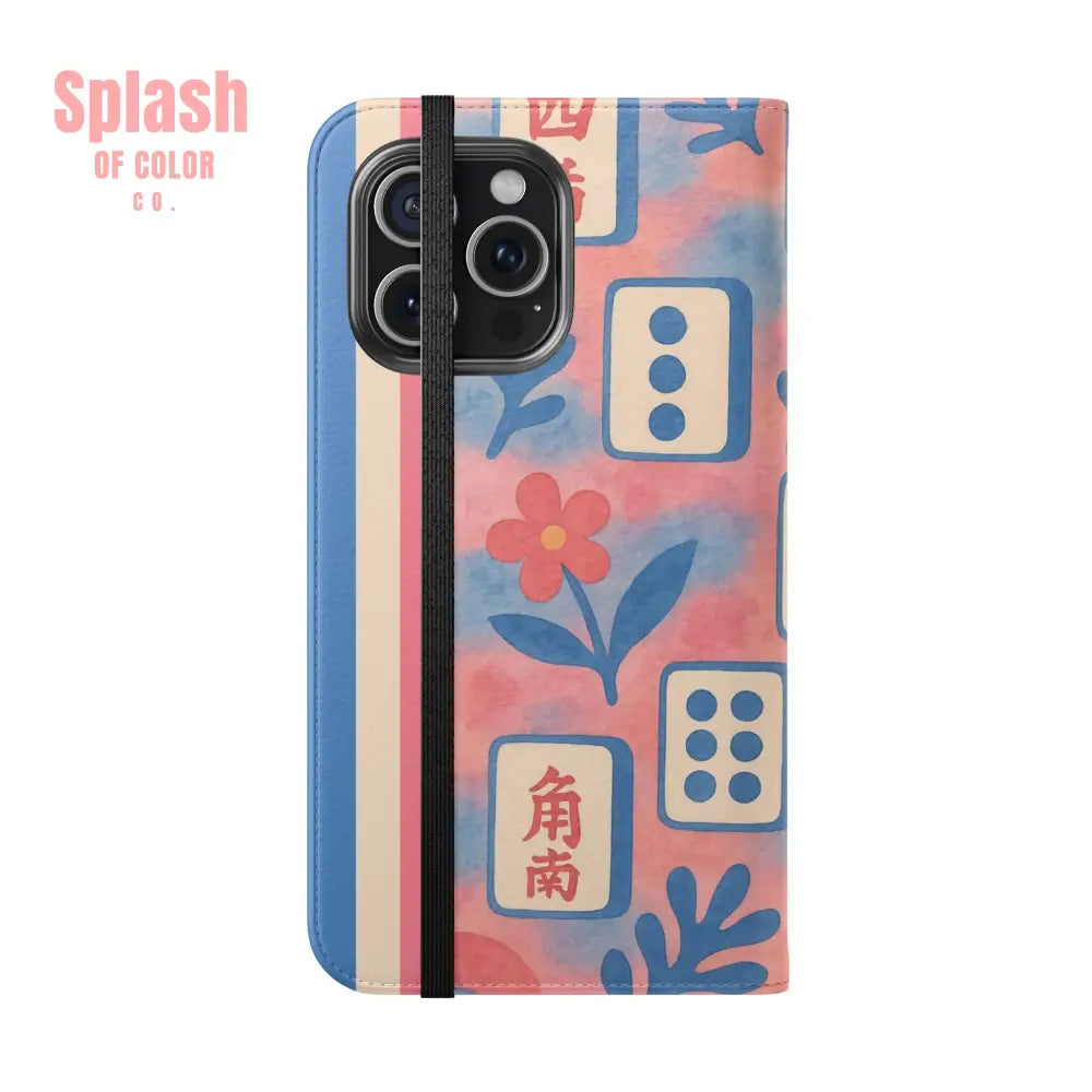 Mahjong Watercolor Artistic Flip Case for Phones Stylish Wallet Cover Trendy Phone Accessory Ideal Gift for Friends