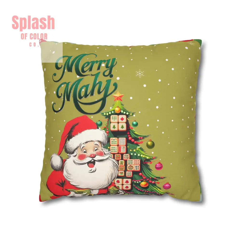 Merry Mahj Mahjong Christmas Festive Pillowcase Whimsical Holiday Accent Pillowcase 16’’ × 16’’ Home Decor