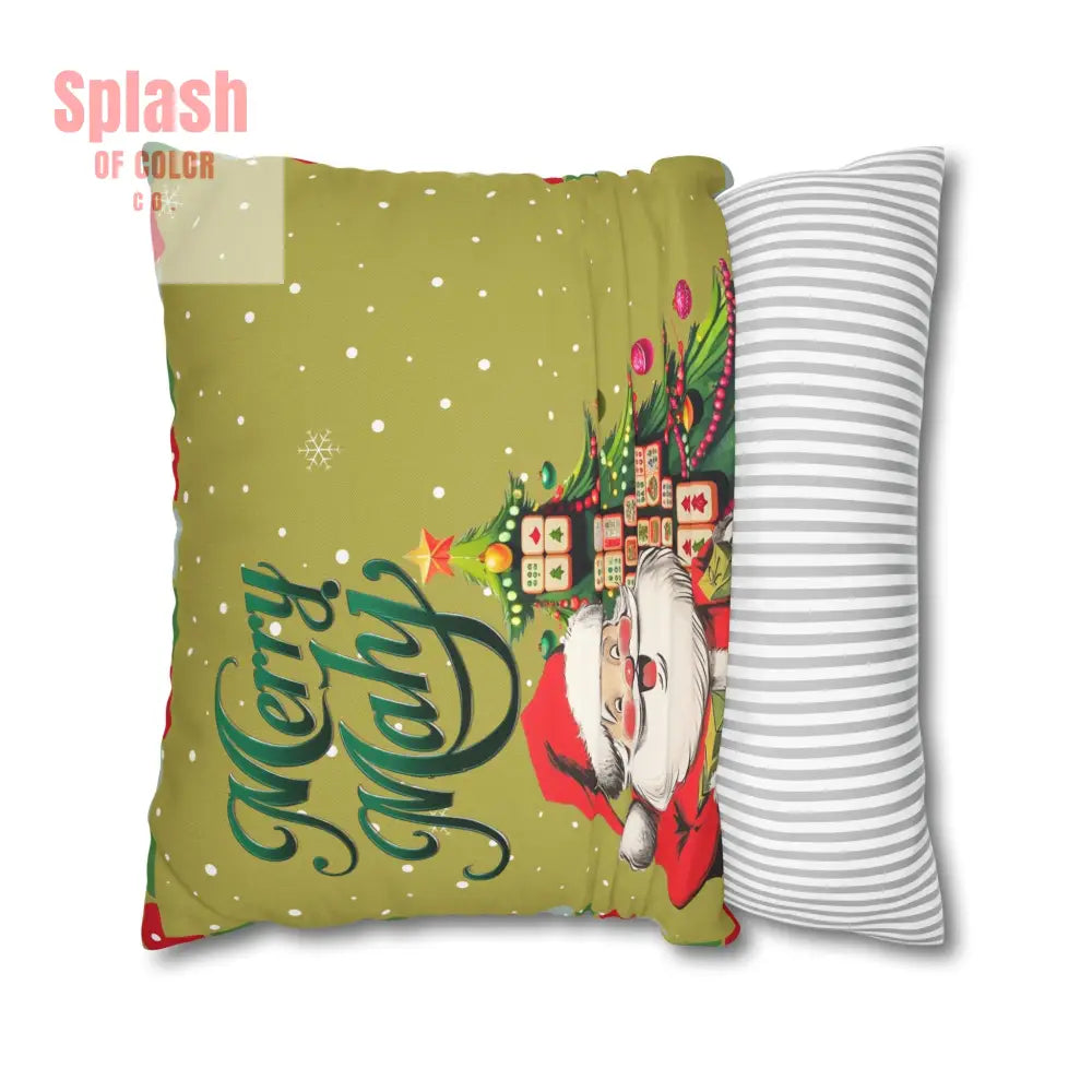 Merry Mahj Mahjong Christmas Festive Pillowcase Whimsical Holiday Accent Pillowcase Home Decor