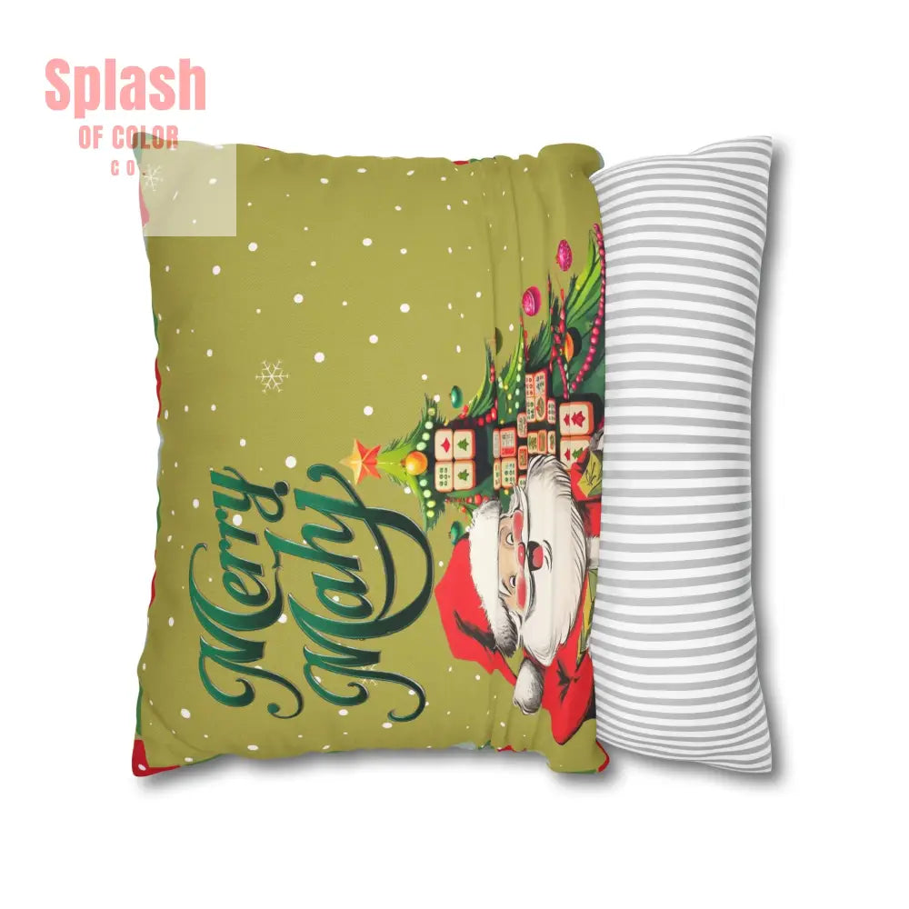 Merry Mahj Mahjong Christmas Festive Pillowcase Whimsical Holiday Accent Pillowcase Home Decor