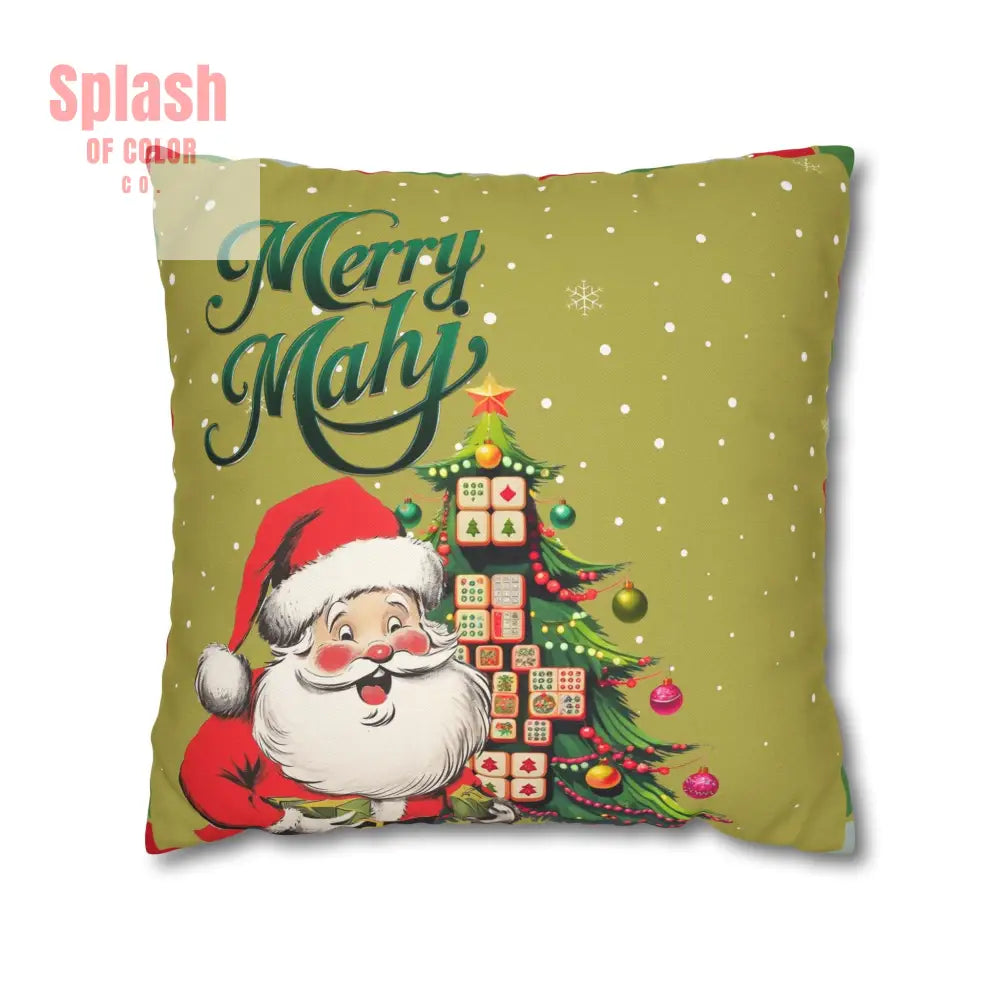 Merry Mahj Mahjong Christmas Festive Pillowcase Whimsical Holiday Accent Pillowcase 18’’ × 18’’ Home Decor