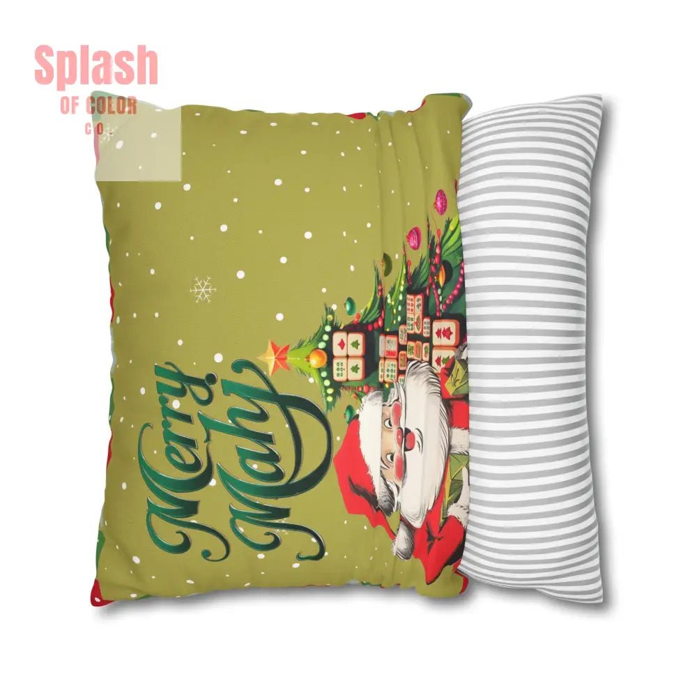 Merry Mahj Mahjong Christmas Festive Pillowcase, Whimsical Holiday Accent Pillowcase - Splash of Color co.