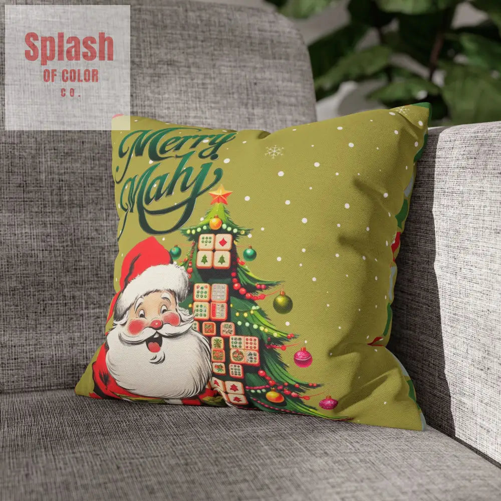 Merry Mahj Mahjong Christmas Festive Pillowcase Whimsical Holiday Accent Pillowcase Home Decor