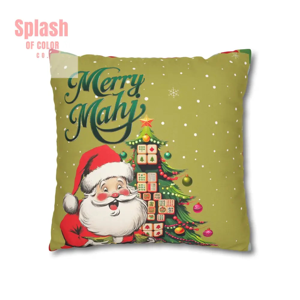 Merry Mahj Mahjong Christmas Festive Pillowcase Whimsical Holiday Accent Pillowcase Home Decor