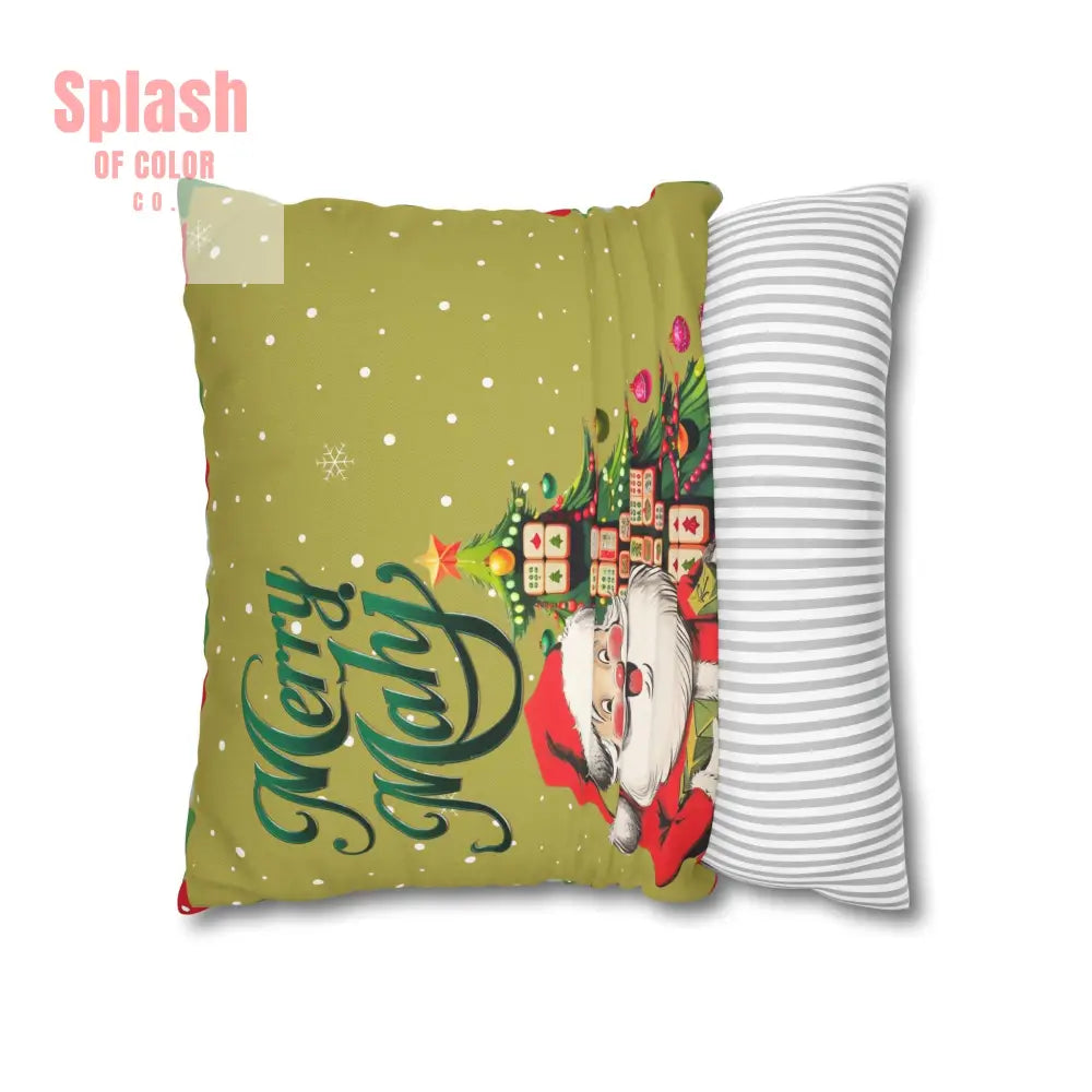 Merry Mahj Mahjong Christmas Festive Pillowcase Whimsical Holiday Accent Pillowcase Home Decor