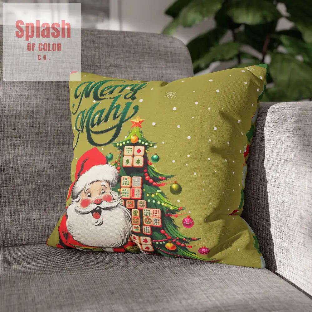 Merry Mahj Mahjong Christmas Festive Pillowcase Whimsical Holiday Accent Pillowcase Home Decor