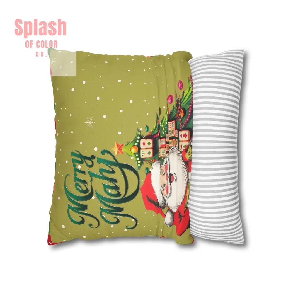 Merry Mahj Mahjong Christmas Festive Pillowcase Whimsical Holiday Accent Pillowcase Home Decor