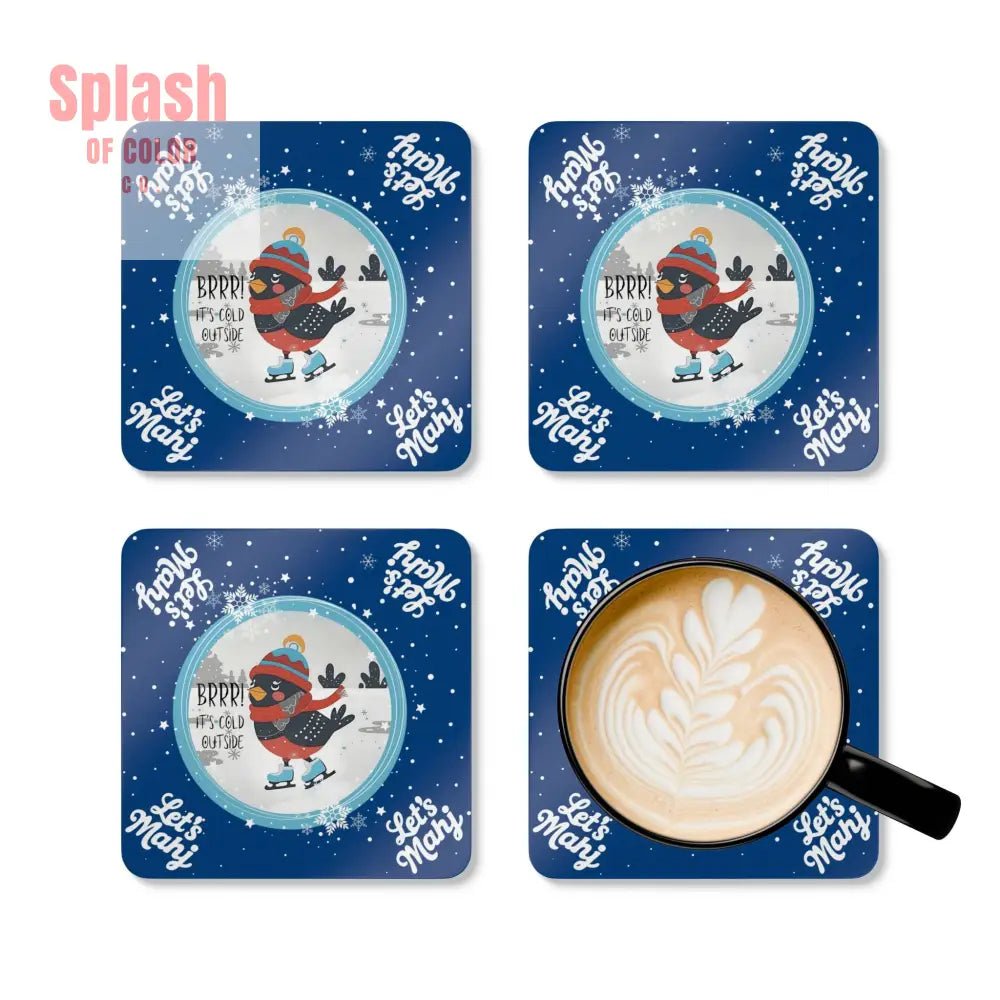 Merry Mahj Mahjong Christmas Winter-Themed Cork Coaster Set Cute Holiday Drink Coasters - Cork / 3.75’’ × 3.75’’
