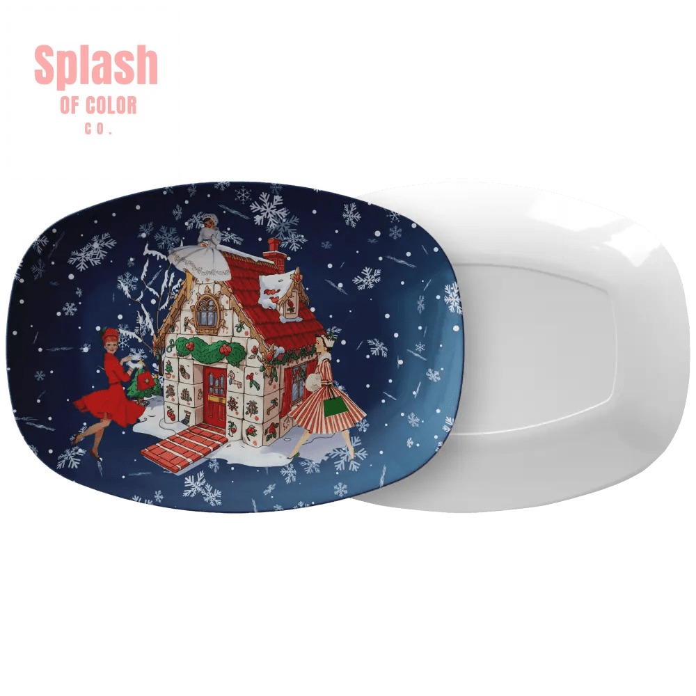 Merry Mahj We Will Go, Whimsical Heritage Vintage Ladies, Mahjong Christmas Hosting Platter - Splash of Color co.