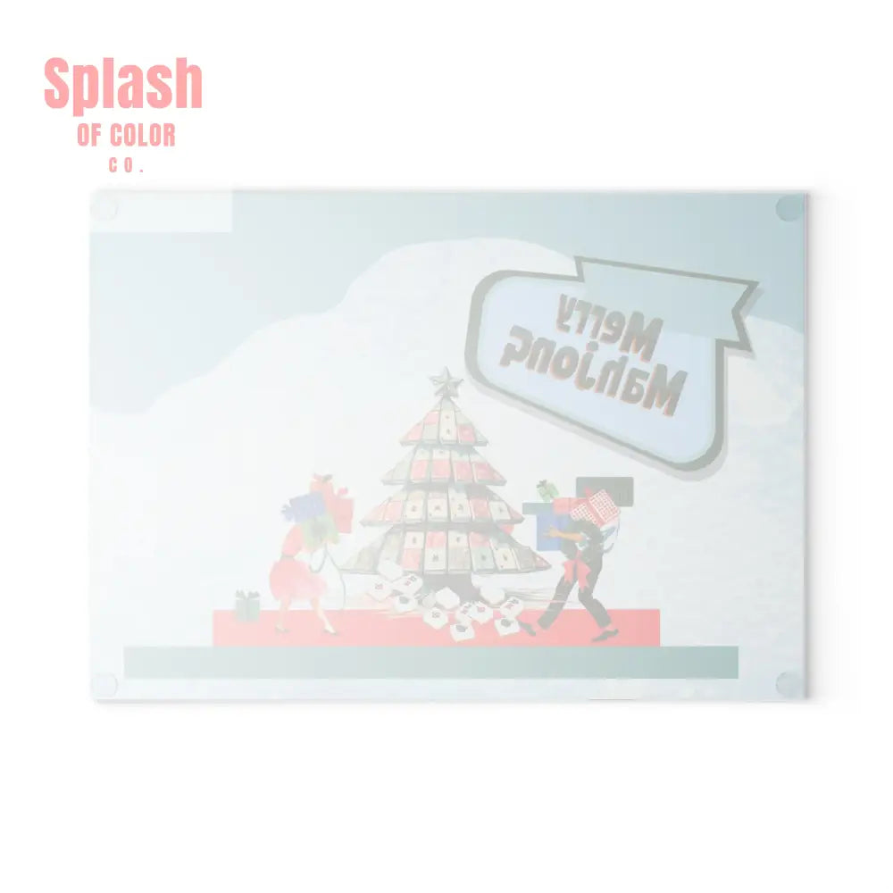 Merry Mahjong Christmas Festive Glass Cutting Chacuterie Board Holiday Mahjong Kitchen Decor Unique Holiday Gift - Home