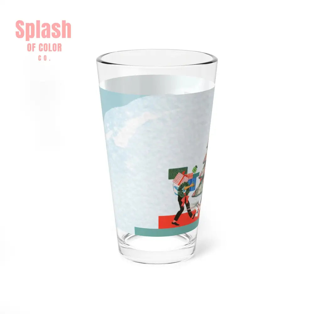 Merry Mahjong Christmas Mixing Glass Cocktail Glass Holiday Drinkware Festive Barware Merry Mahjong Shaker Glass - 16oz