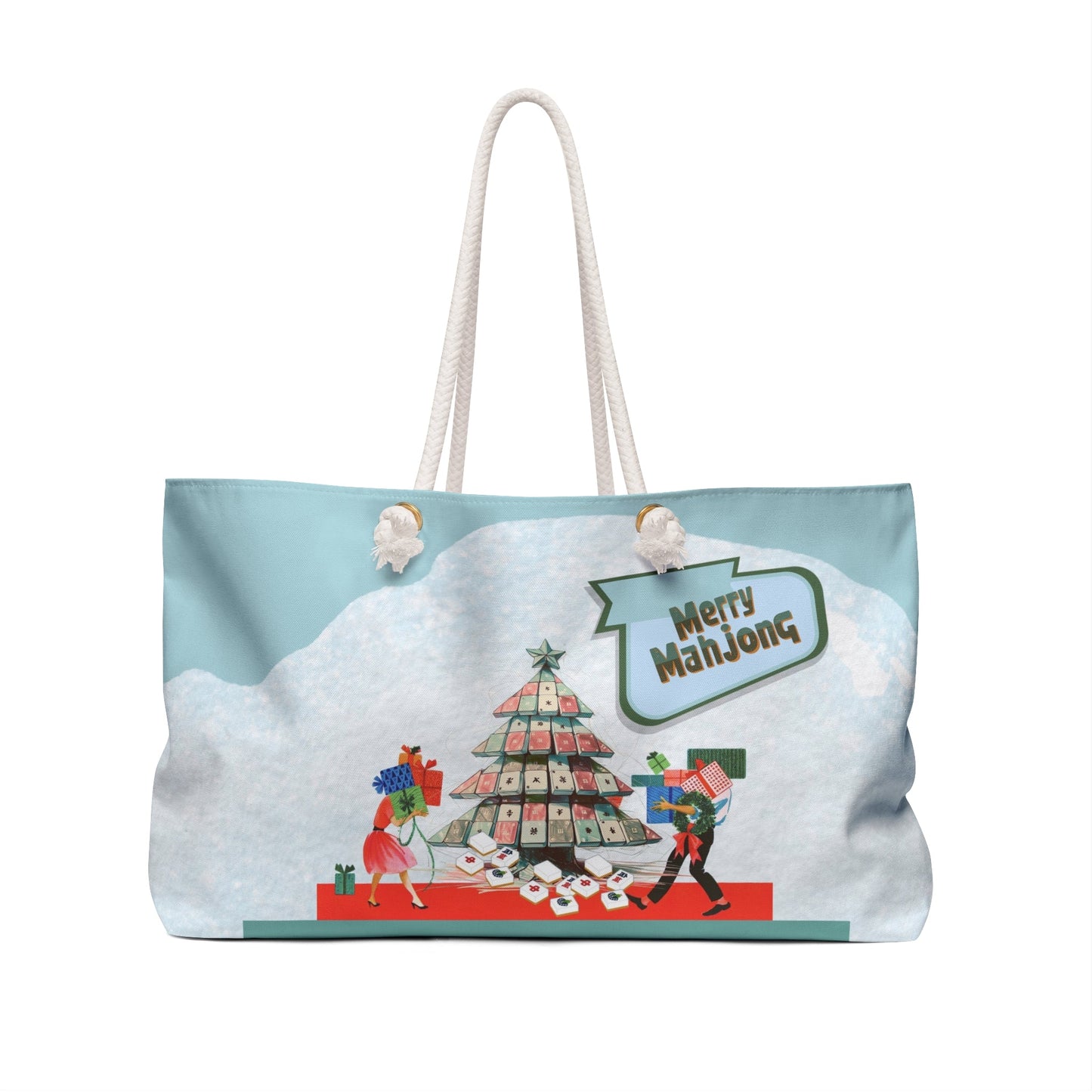 Merry Mahjong Christmas Tote For Tiles Shopping Or Weekender Bag Mahjong Lover Gift - 24’’ × 13’’ - Bags