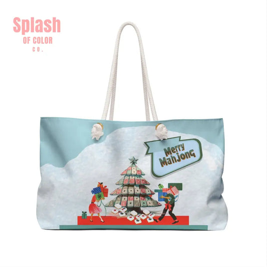 Merry Mahjong Christmas Tote For Tiles Shopping Or Weekender Bag Mahjong Lover Gift - 24’’ × 13’’ - Bags