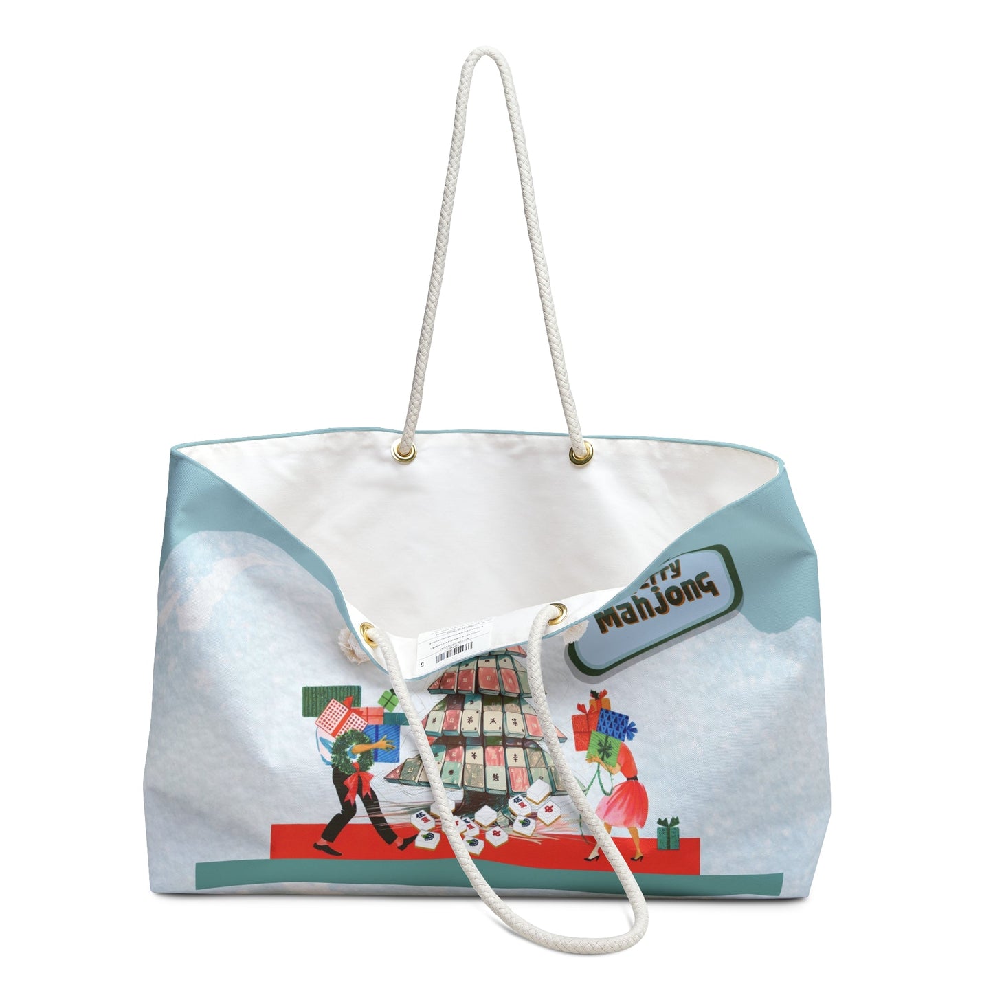 Merry Mahjong Christmas Tote For Tiles Shopping Or Weekender Bag Mahjong Lover Gift - 24’’ × 13’’ - Bags
