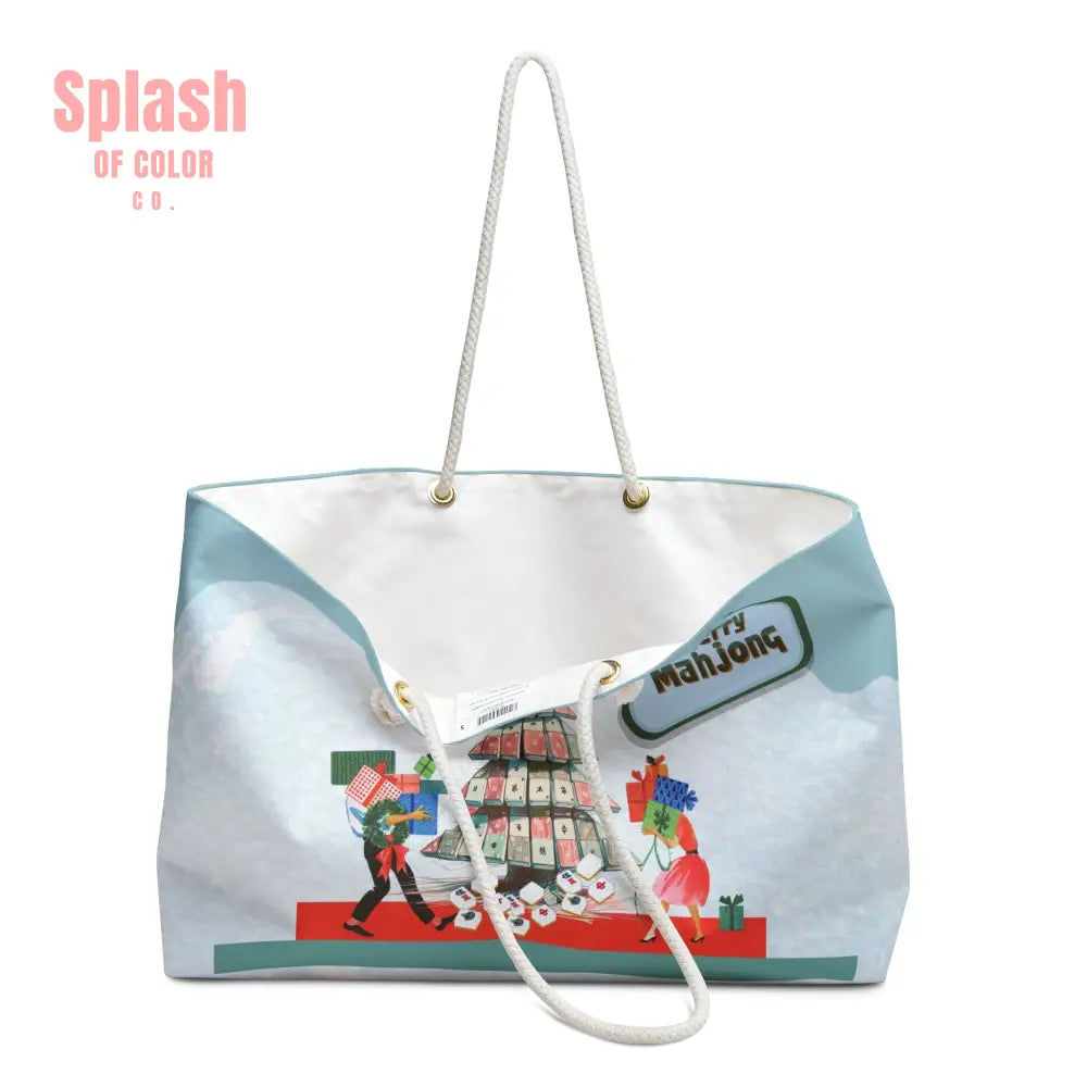 Merry Mahjong Christmas Tote For Tiles Shopping Or Weekender Bag Mahjong Lover Gift - 24’’ × 13’’ - Bags
