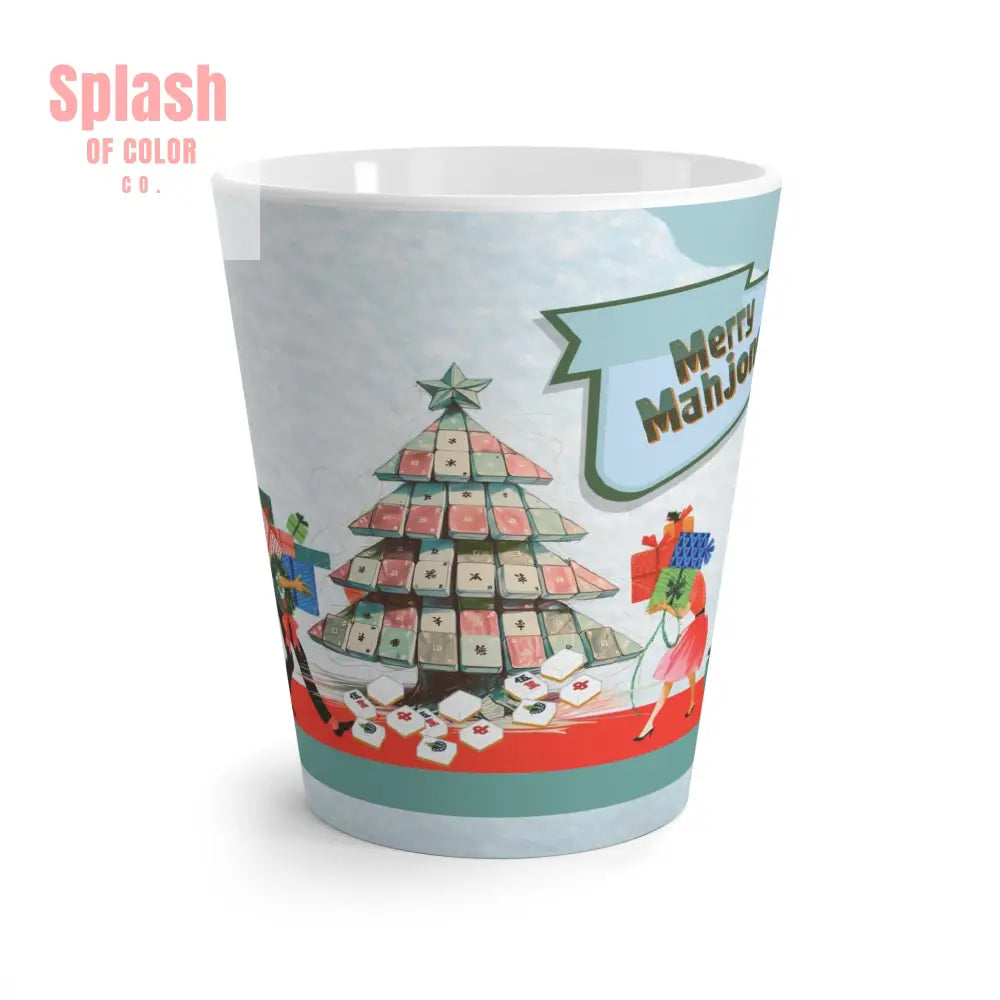 Merry Mahjong Festive Funny Christmas Latte Mug - Holiday Gift For Mahj Lovers - 12oz - Mug