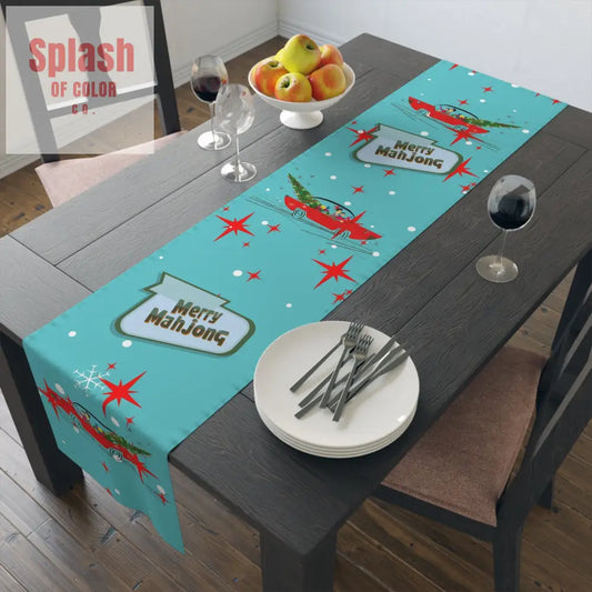 Merry Mahjong Festive Vintage Holiday Table Runner Christmas Table Decor Holiday Entertaining Gift Idea - Home Decor