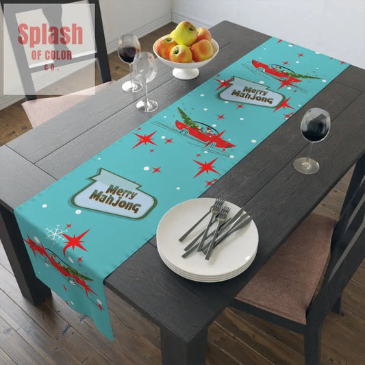 Merry Mahjong Festive Vintage Holiday Table Runner Christmas Table Decor Holiday Entertaining Gift Idea - Home Decor