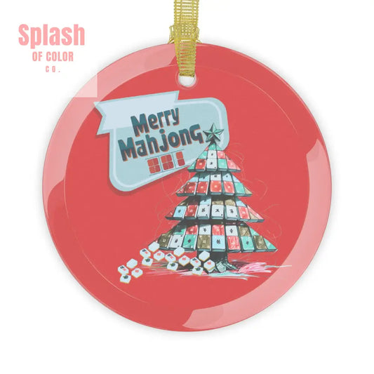 Merry Mahjong Glass Ornaments Festive Holiday Decor Jingling Christmas Gifts Unique Tree Decor Mahjong Themed