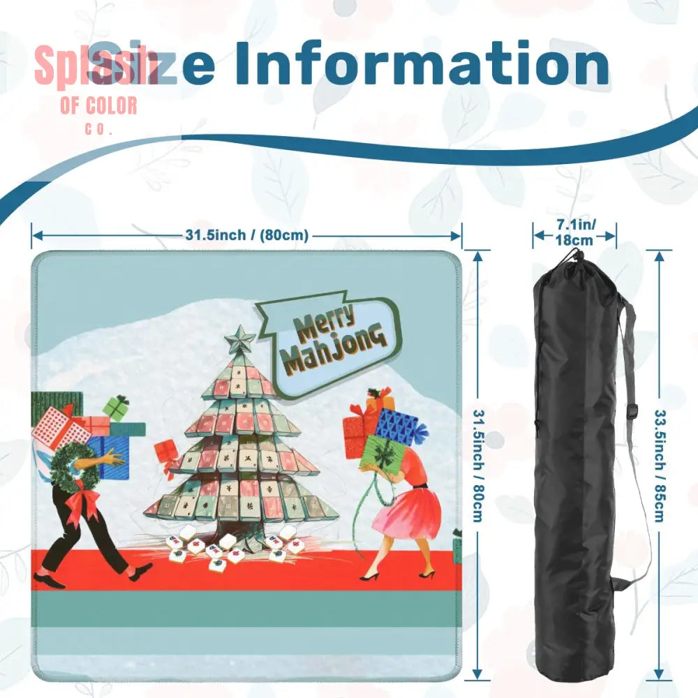 Merry Mahjong Mat Quirky Fun Modern Holiday Mahj Party Game Night Mat - 31.5’’x31.5’’ - Daily Accessories