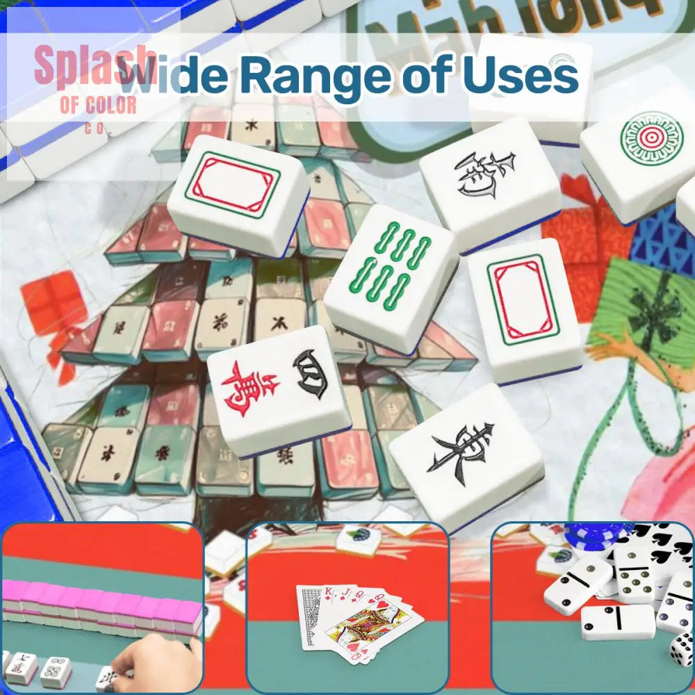 Merry Mahjong Mat Quirky Fun Modern Holiday Mahj Party Game Night Mat - 31.5’’x31.5’’ - Daily Accessories