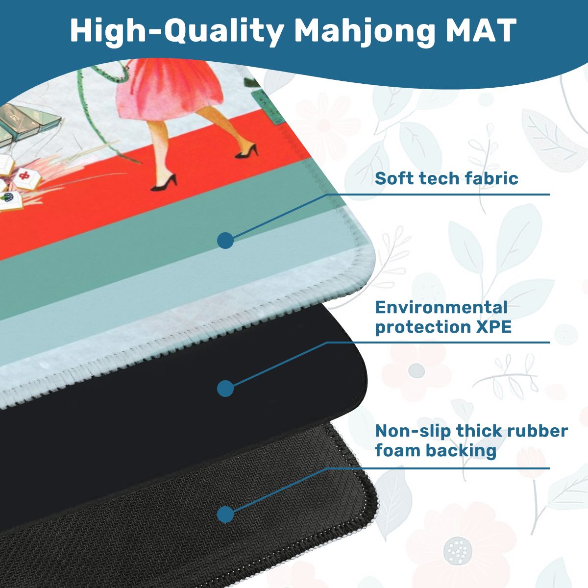 Merry Mahjong Mat Quirky Fun Modern Holiday Mahj Party Game Night Mat - 31.5’’x31.5’’ - Daily Accessories