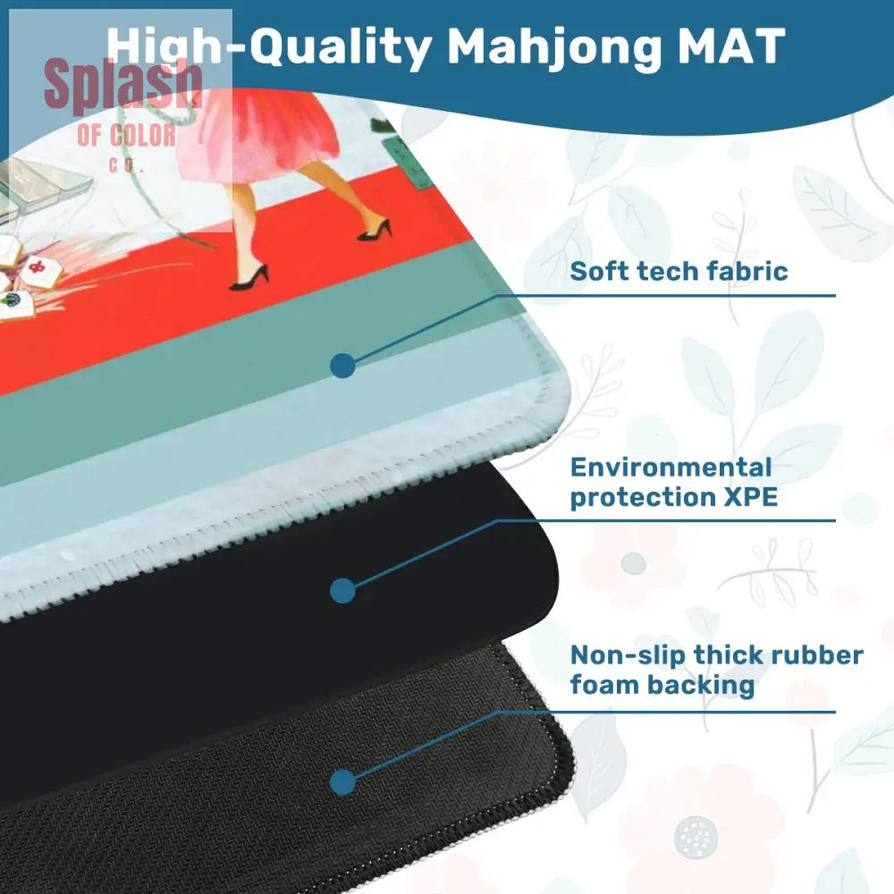 Merry Mahjong Mat Quirky Fun Modern Holiday Mahj Party Game Night Mat - 31.5’’x31.5’’ - Daily Accessories