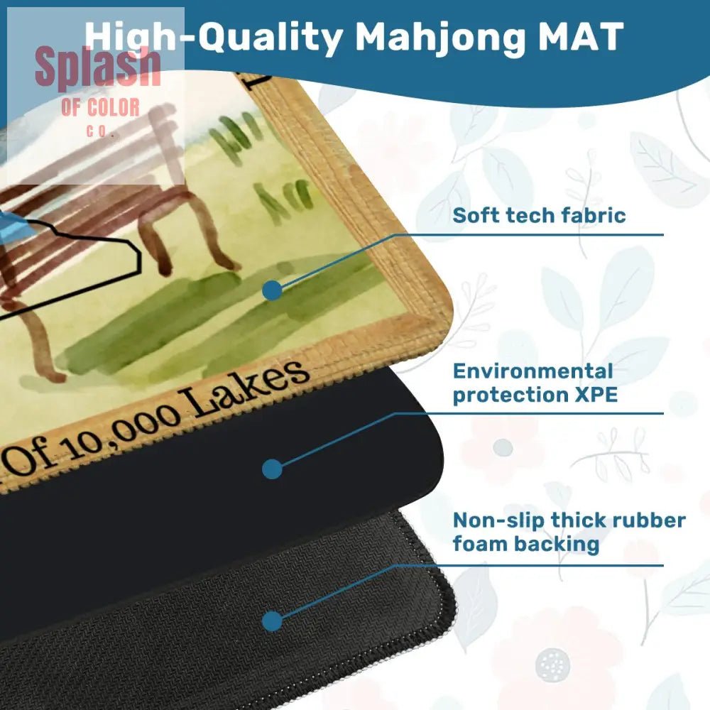 Minnesota State Love Mahjong Mat, Rustic Log Cabin, Mountain Lakes Fishing Life - Splash of Color co.