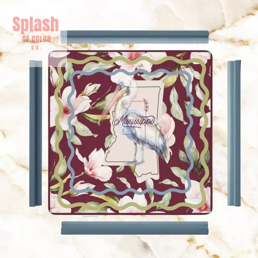 Mississippi State Pride, Magnolia And Pelican Floral Mahjong Mat - Splash of Color co.