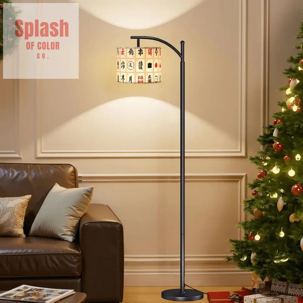 Modern Mahjong Tile Design Mahj Whimsy Arc Floor Lamp - Splash of Color co.