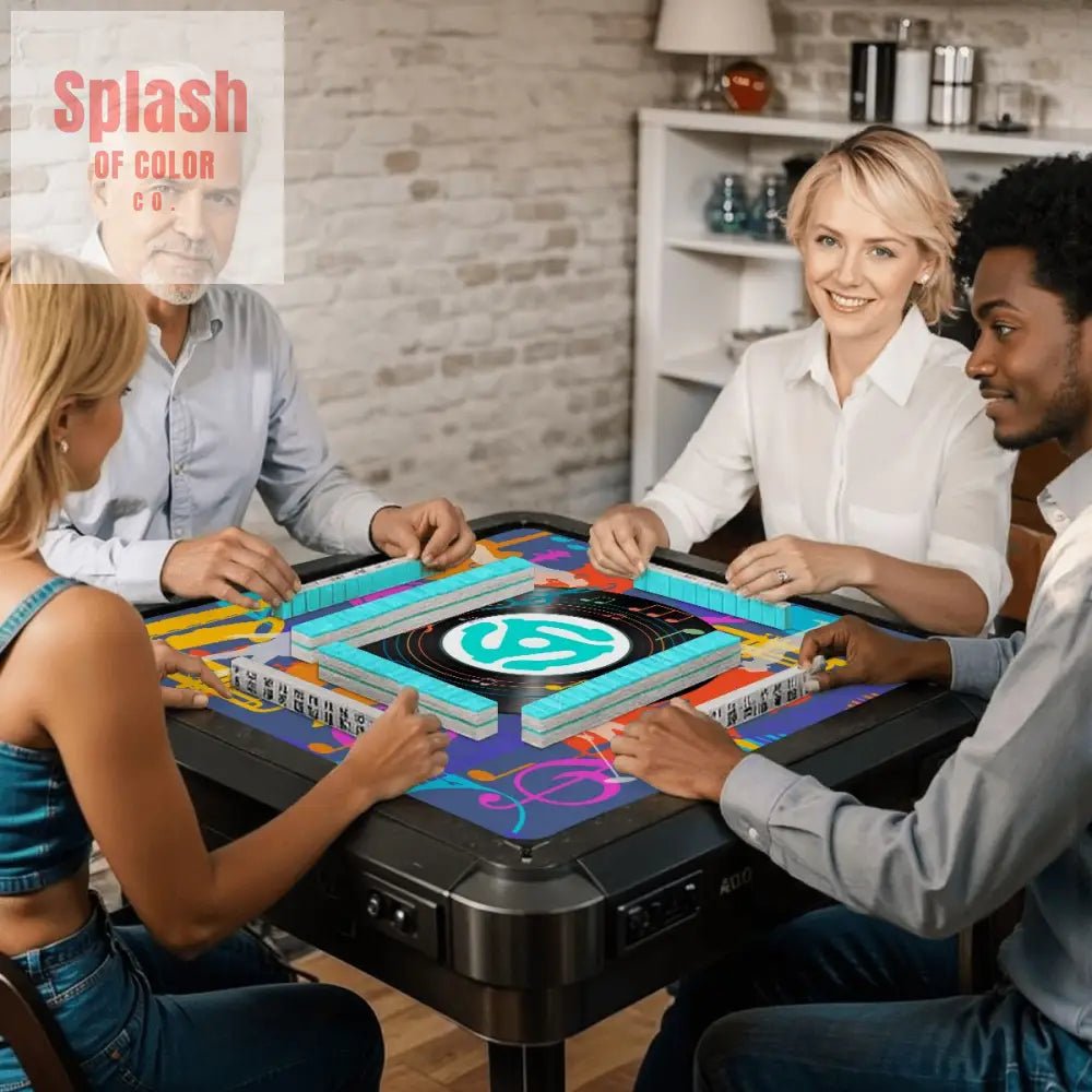 Music Mahjong Mat, Purple, Orange Blue, Snazzy Music Lover Game Mat - Splash of Color co.