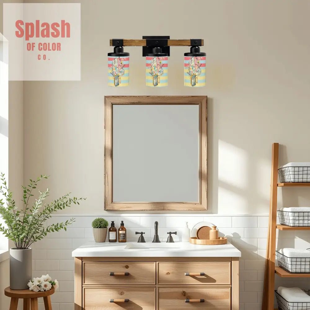 Nautical Sardine Tinned Fish Floral Modern Beach House Lake House Vanity Light Fixture One Size Wall Lighting