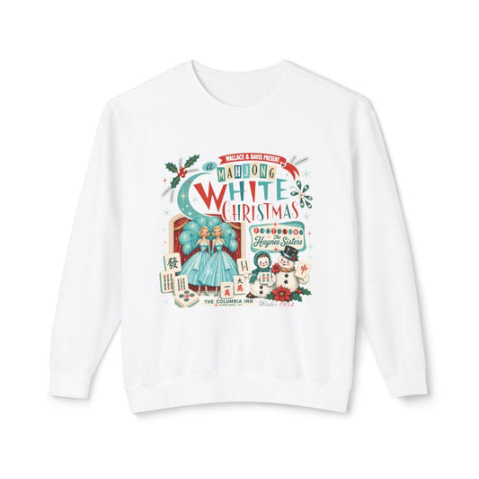 Nostalgic White Christmas Mahjong Haynes Sisters Unisex Lightweight Crewneck Sweatshirt - Splash Of Mahj And Color Co.
