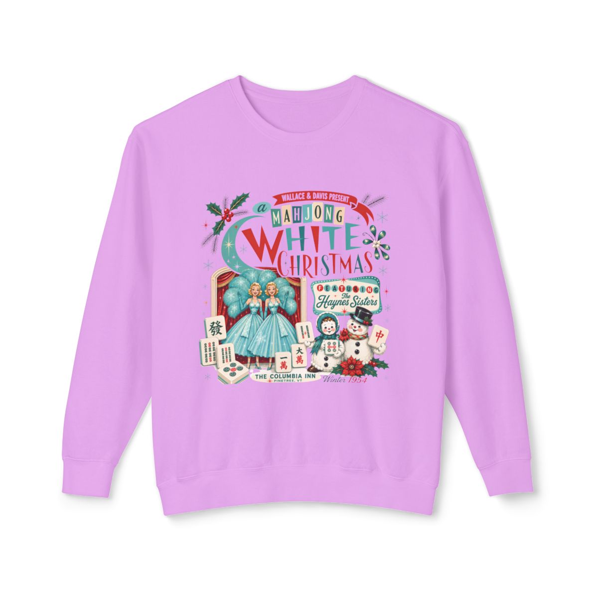 Nostalgic White Christmas Mahjong Haynes Sisters Unisex Lightweight Crewneck Sweatshirt