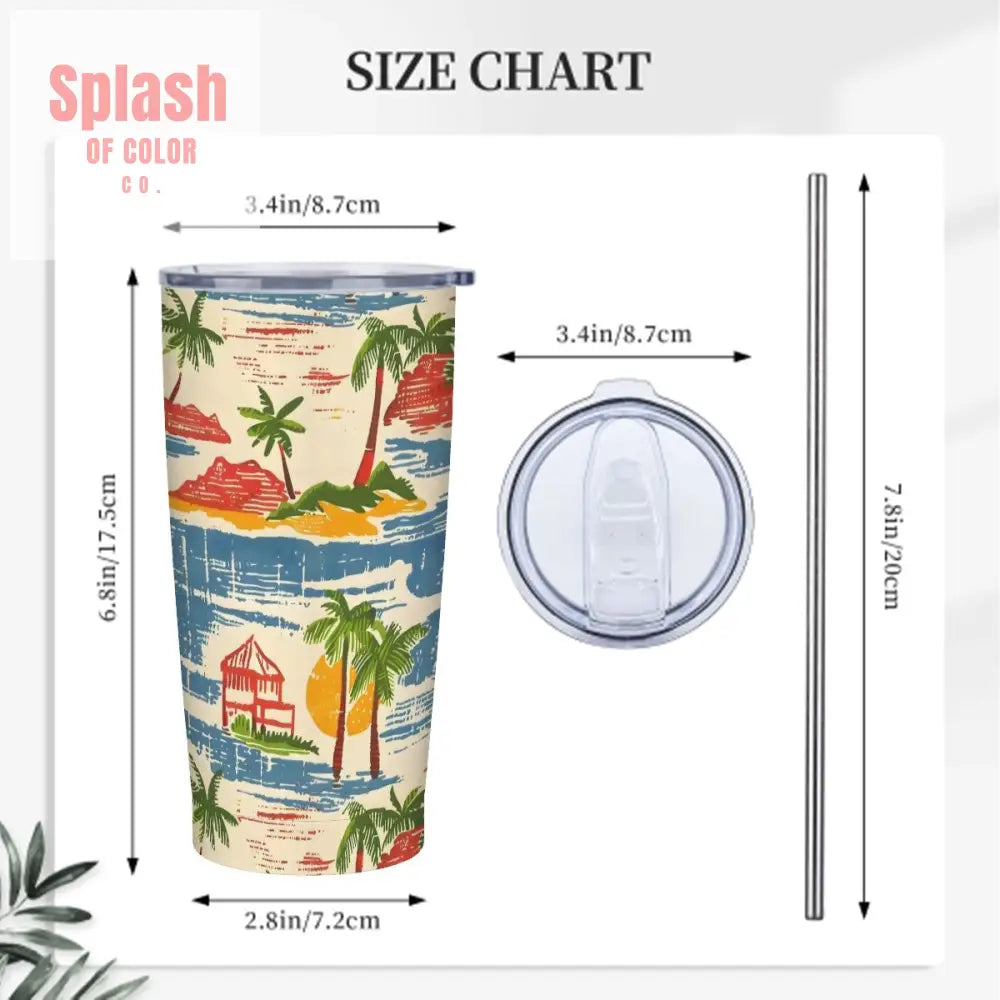 Old World Florida Style Palm Trees Beach Heritage Collection Stainless Steel Insulated Tumbler One Size Drinkware