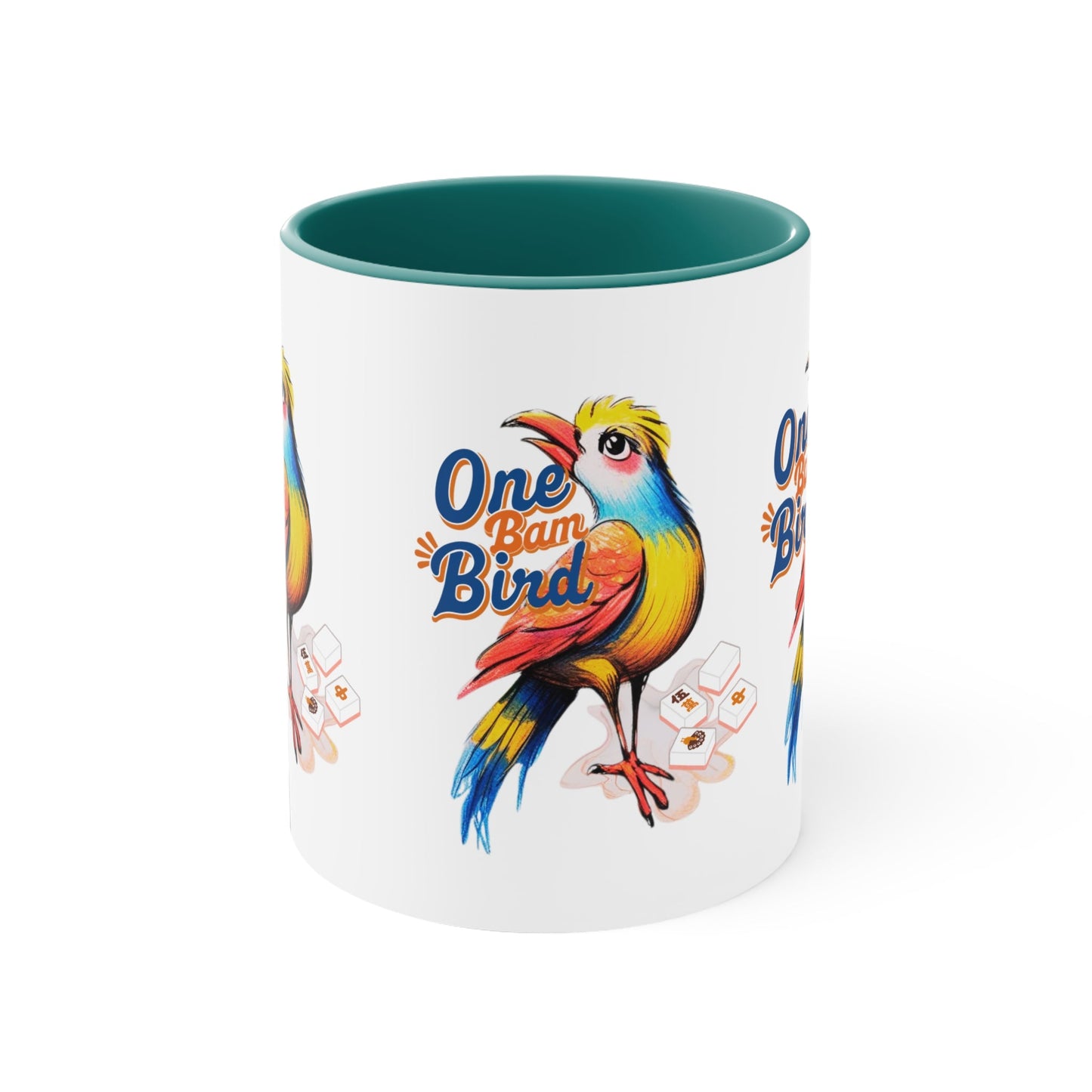 One Bam Bird Mahjong Mug Gift For Mahjongg Enthusiasts Hostess Gift For Mahjong Game Night Play - 11oz / Green - Mug
