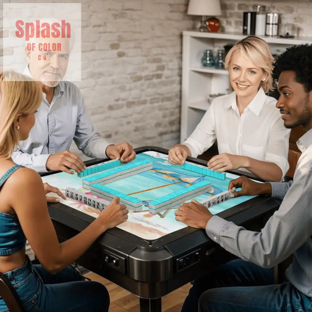 Palm Beach Style Flamingo Beach Vibes Modern Mahjong Mat - 31.5’’x31.5’’ - Daily Accessories