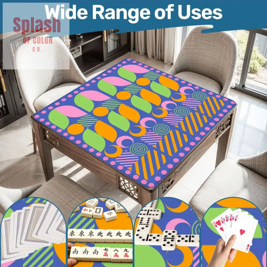 Palm Beach Style Modern Mahjong Mat Preppy Pink Orange Green Mahj Game Mat - 31.5’’x31.5’’ - Daily Accessories