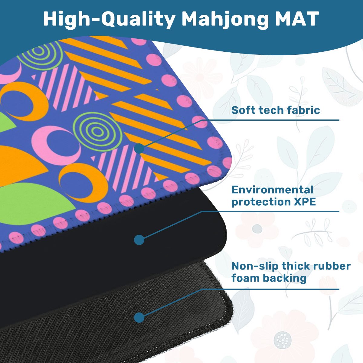 Palm Beach Style Modern Mahjong Mat Preppy Pink Orange Green Mahj Game Mat - 31.5’’x31.5’’ - Daily Accessories