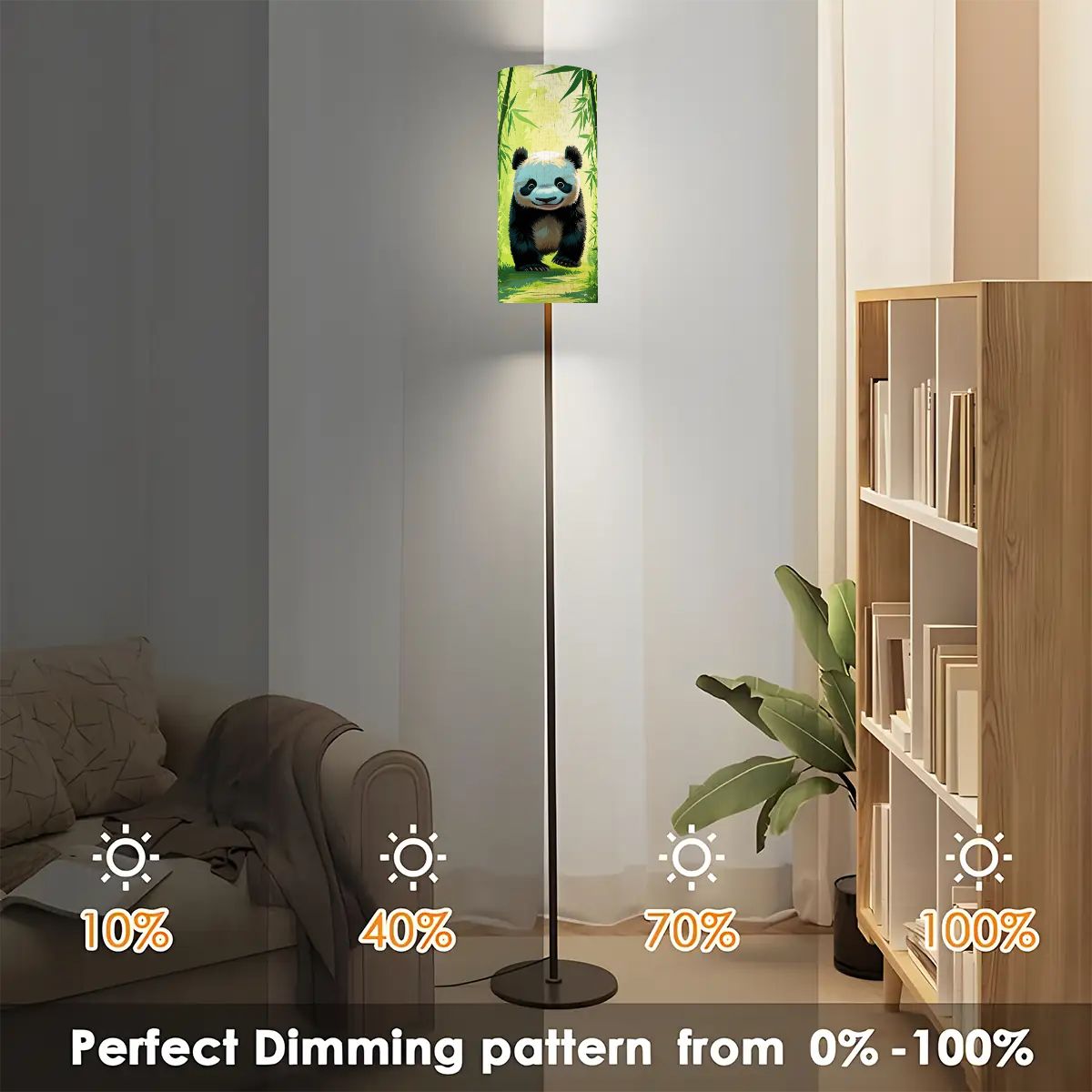 Panda Bear Asian Bamboo Garden Corner Slim Reading Floor Lamp - One Size - Floor Lamps