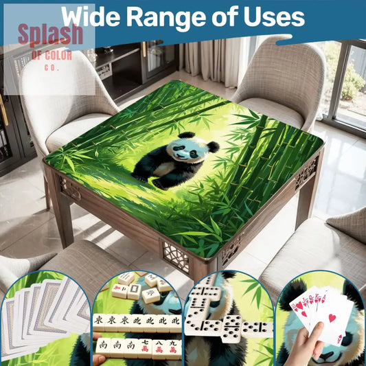Panda Bear Bamboo Forest Asian Inspired Mahjong Mat - 31.5’’x31.5’’ - Daily Accessories