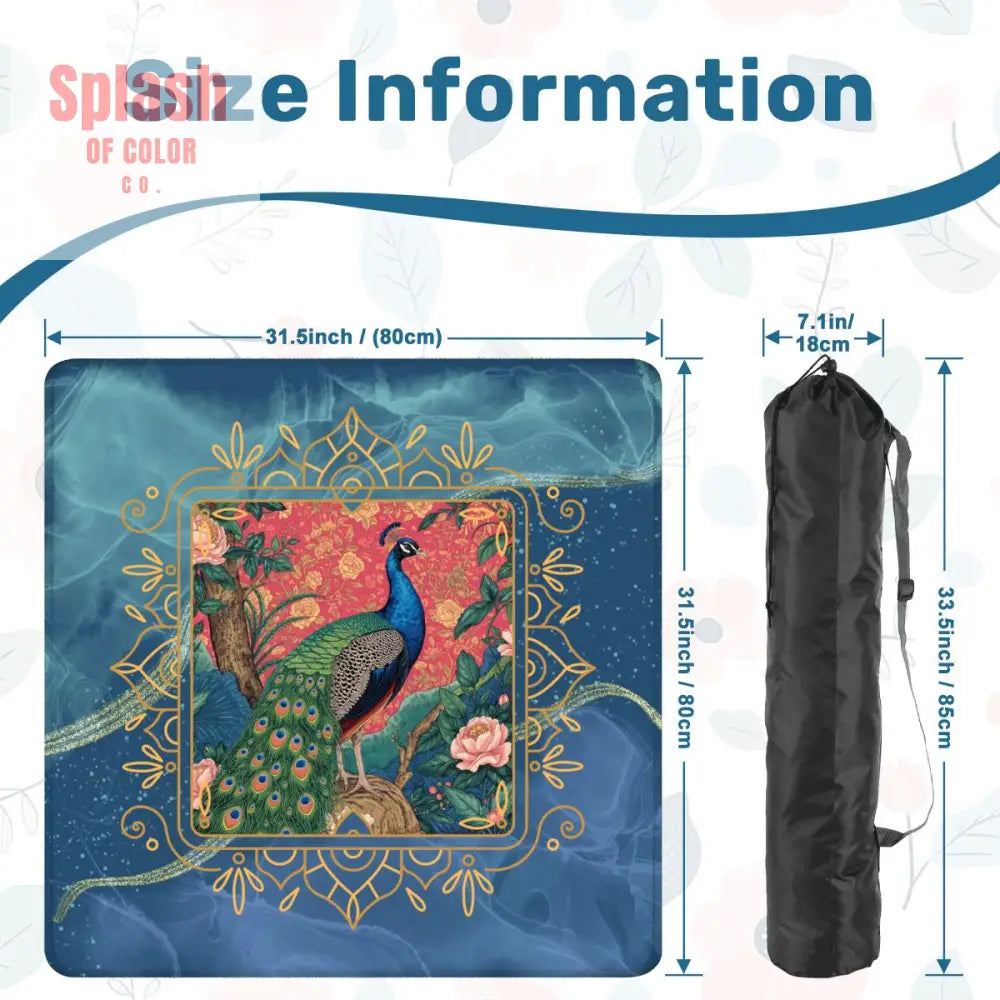 Peacock Elegant Marbled Blue Chinoiserie Asian Garden Mahjong Mat - Daily Accessories