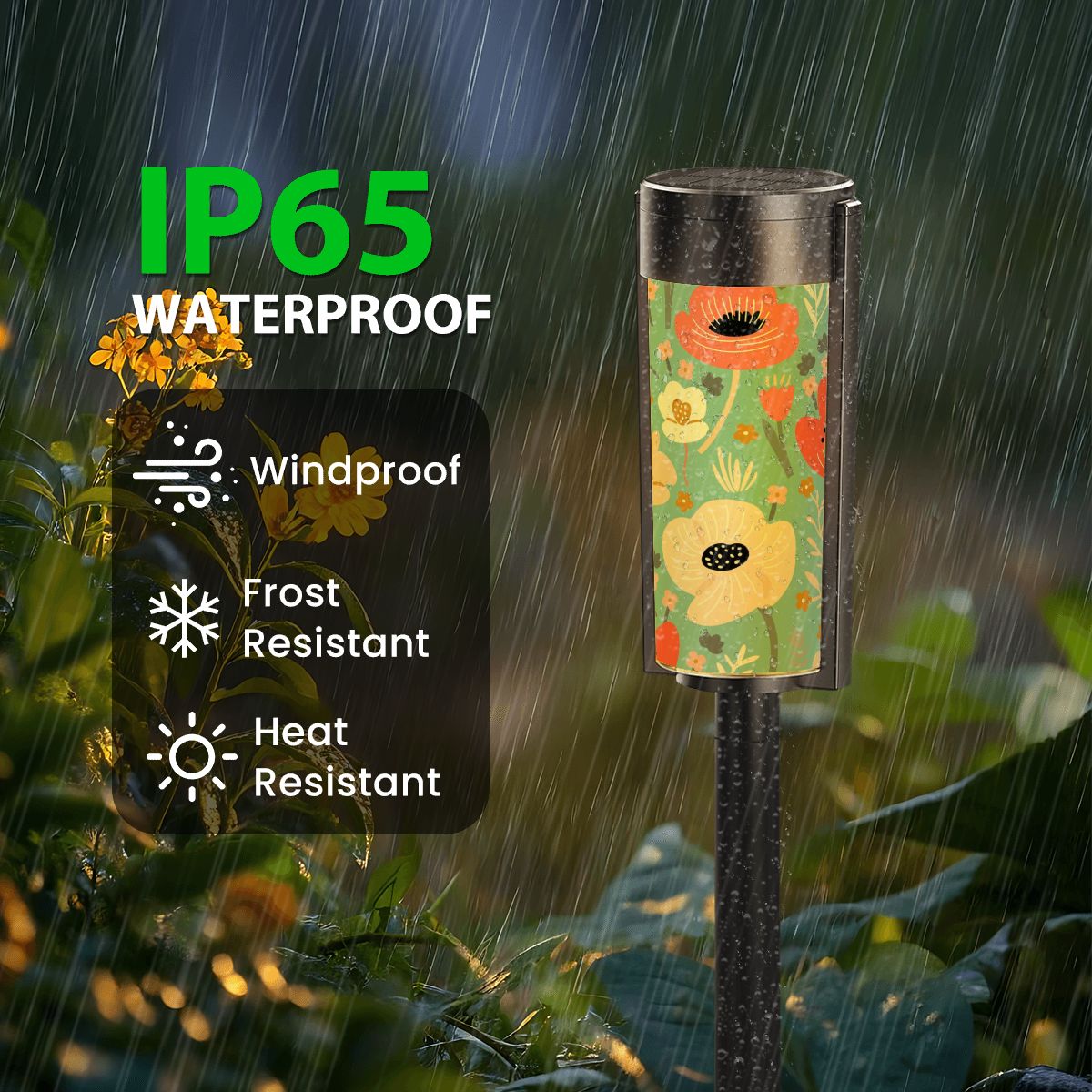Poppie Floral Blue Modern Unique Garden Outdoor Solar Lights - 4pcs - Garden Decor