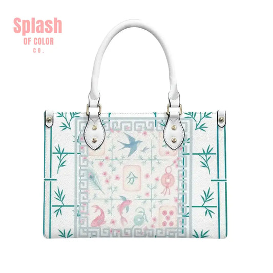 Preppy Mahjong Handbag Shoulder Bag Pastel Blue Green Pink Yuppy Tote Bag for Women White / S Handbag