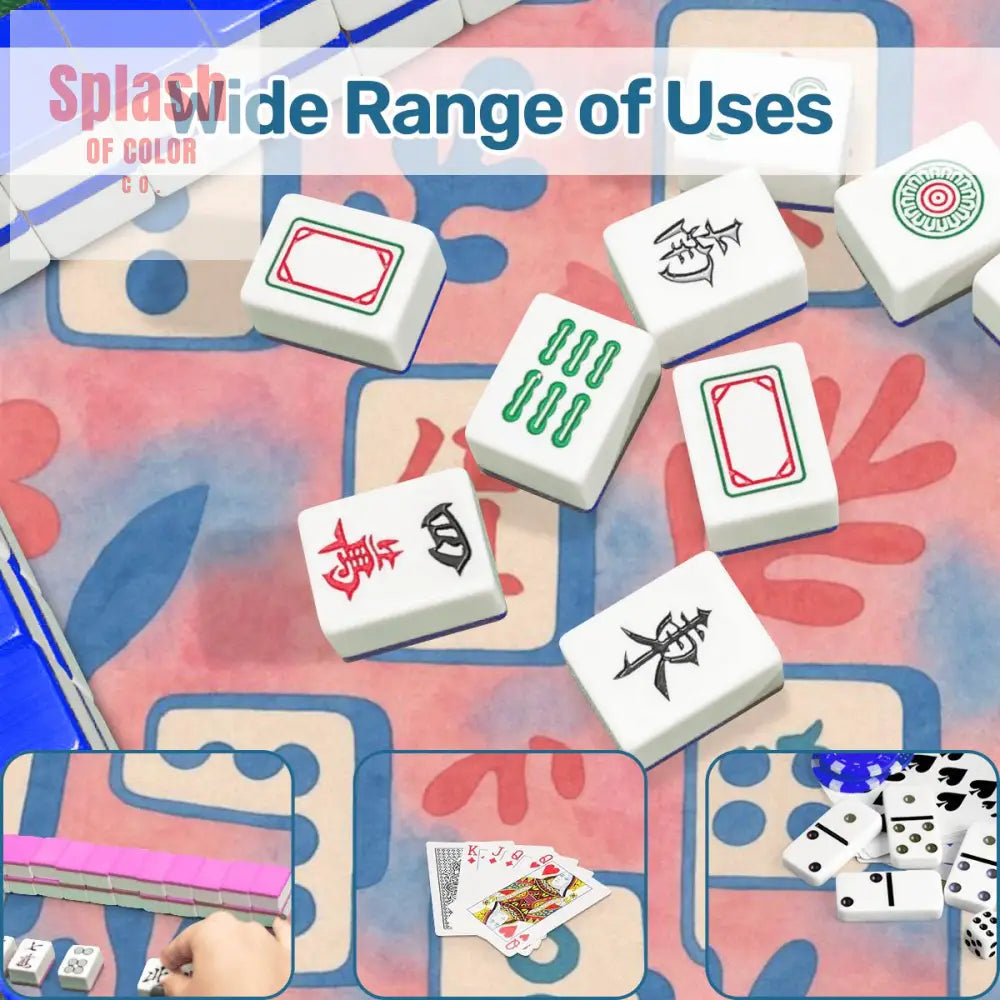 Preppy Pastel Blue Pink Mahjong Tiles Mahjong Mat - 31.5’’x31.5’’ - Daily Accessories