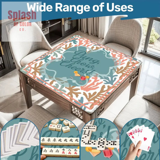 Pung Chow Cheers Coral Palm Beach Style Pretty Mahjong Game Mat - 31.5’’x31.5’’ - Daily Accessories
