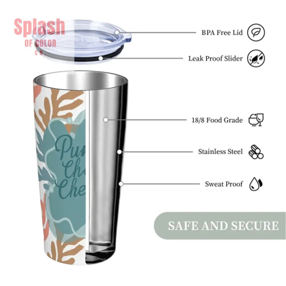 Pung Chow Cheers Mahjong Gift Coral Reef Background Stainless Steel Insulated Tumblers with Lid & Straw One Size