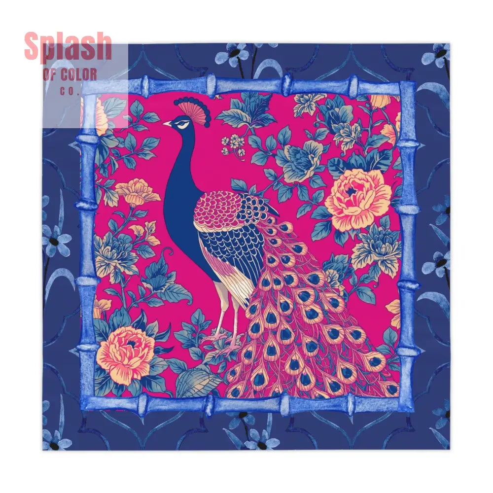 Royal Blue Fuschia Pink Floral Peacock Tablecloth Bohemian Home Decor One size / White Home Decor