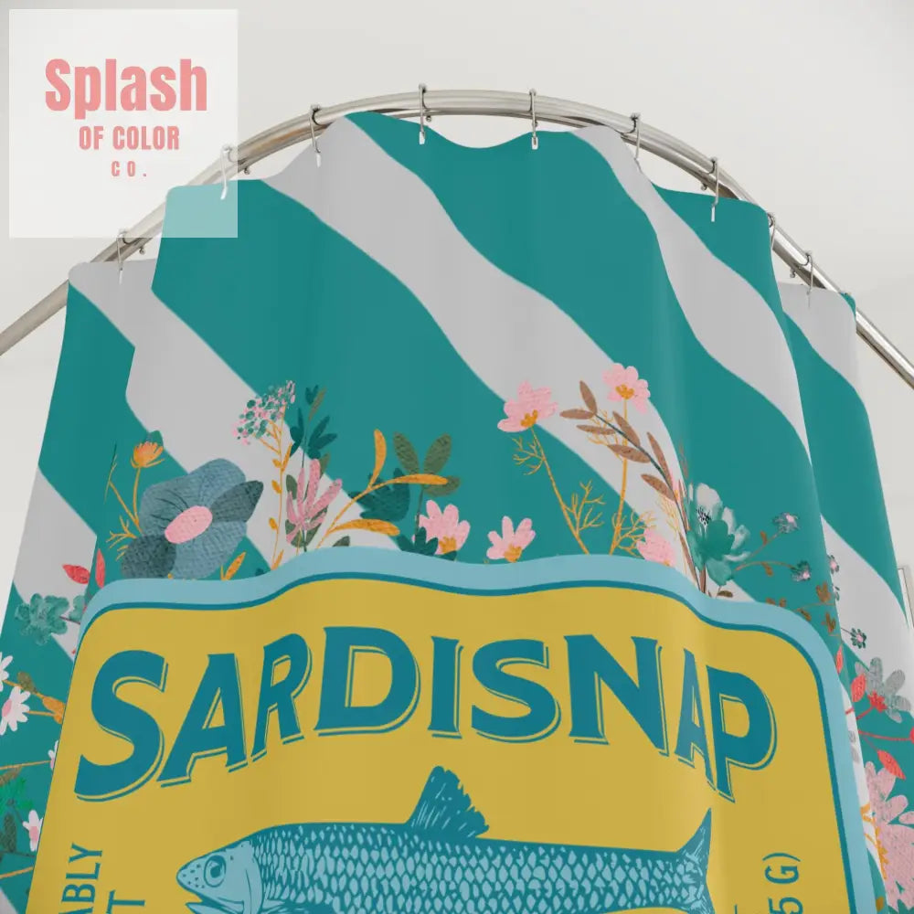 Sardine Shower Curtain Tinned Fish Vibrant Sardisnap Shower Curtain with Floral Design Coastal Bathroom Decor